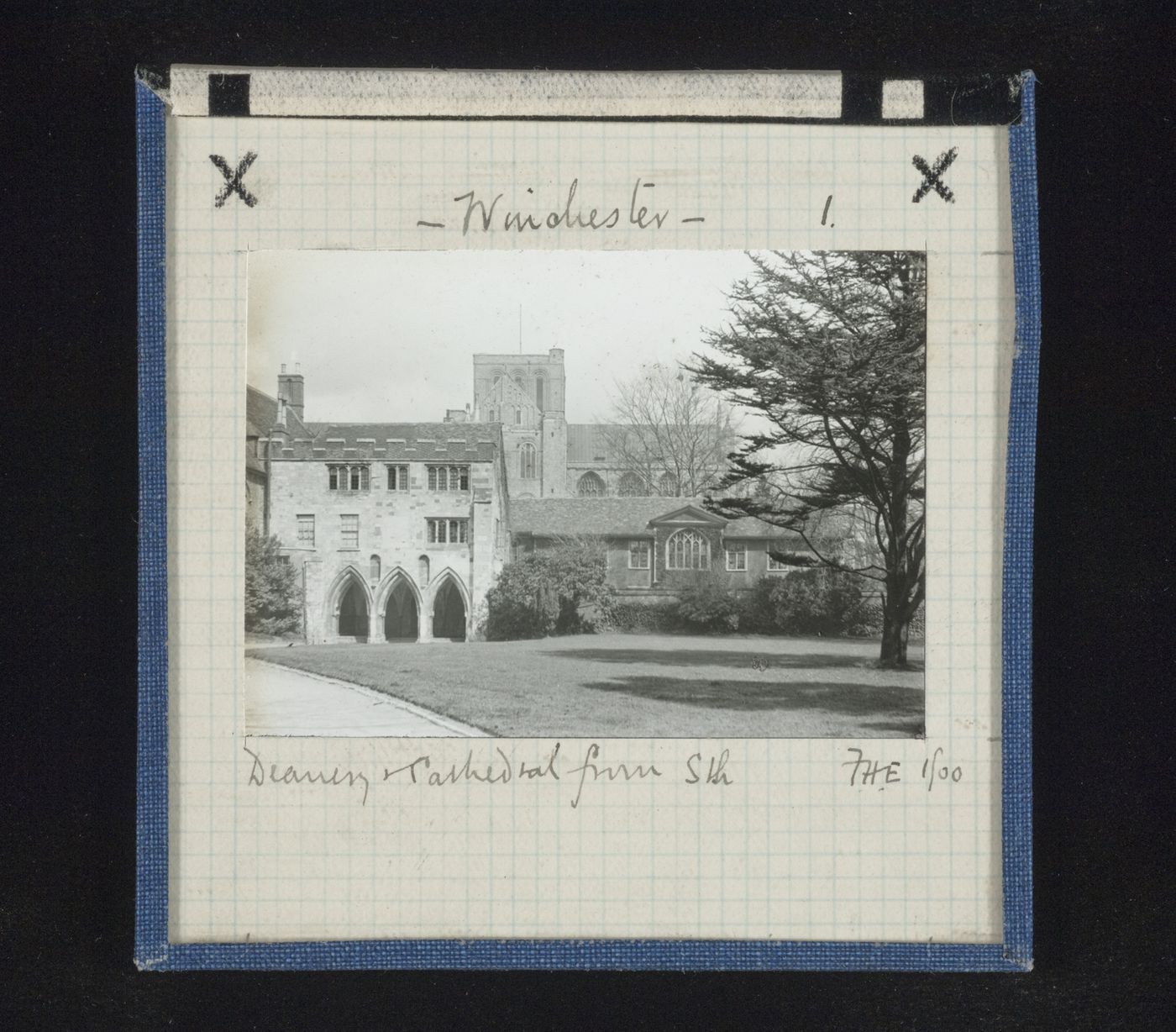 View of Deanery porch and Winchester Cathedral, Winchester, Hampshire, England