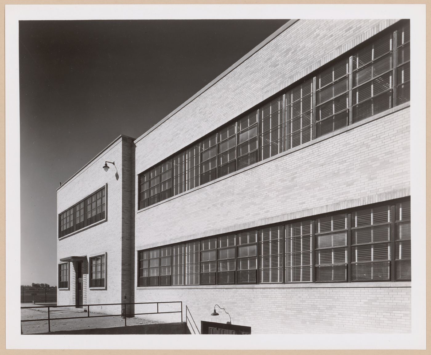 View of the east façade of the Administration Building and the principal façade of the Engineering Building, Curtiss-Wright Corporation Airplane Division St. Louis Assembly Plant, Robertson, Missouri