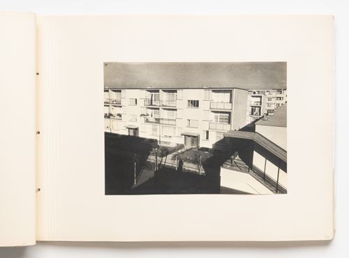 Exterior view of the front [?] façades of types A and C housing units showing the gardens, Hellerhof Housing Estate, Frankfurt am Main, Germany