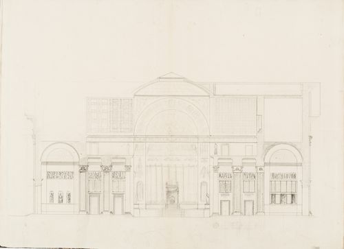 Project for the conversion of the Église de la Madeleine into a Temple de la Gloire, Paris: Section