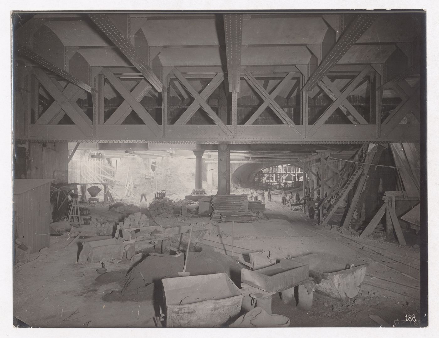 Construction of the Paris Metro, interior view of large open space, Paris, France