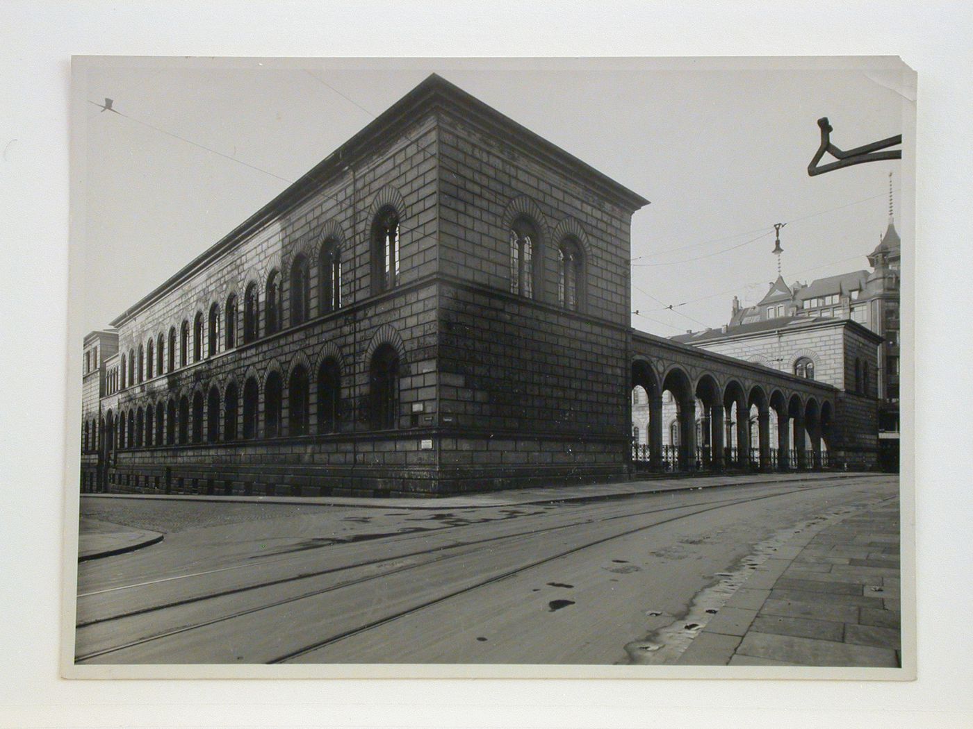 View of Speersort street and an unidentified public building, Hamburg, Germany