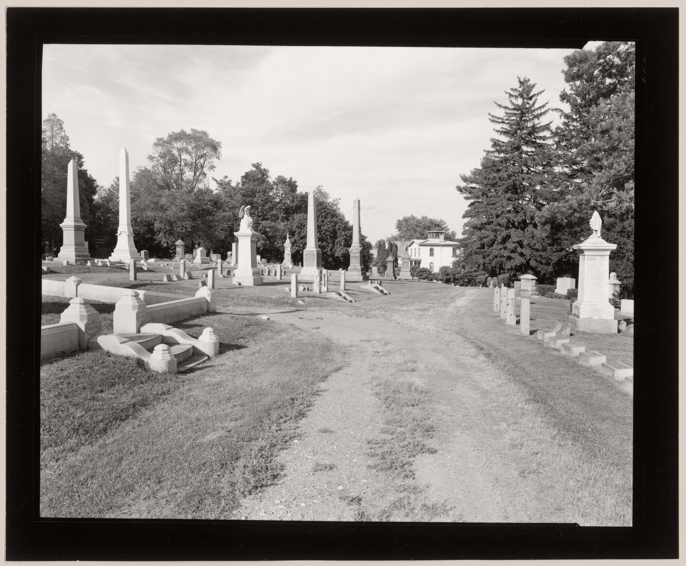 View of pathways and monuments, Hillside Cemetery, Middletown, New York
