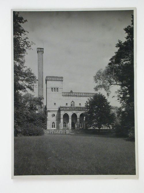 View of the garden façade of the Meierei [Dairy] [?], Pfaueninsel [Peacock Island], Potsdam, Germany