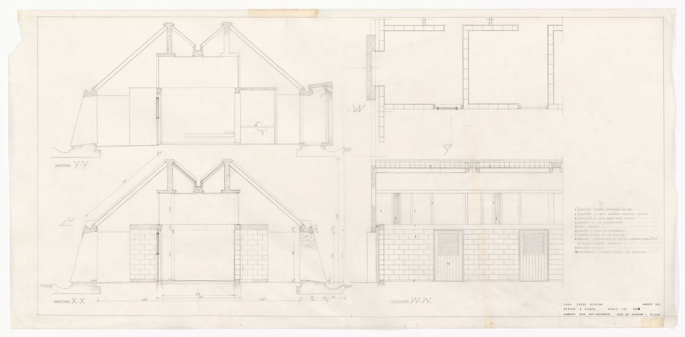 Plan and section for Case Zazzu, Stintino, Italy