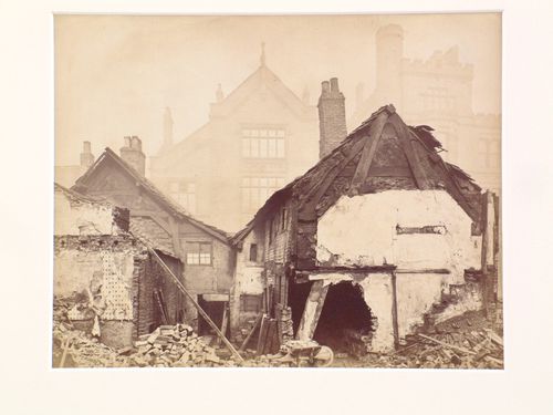 View of buildings undergoing demolition in Bakehouse court, Manchester, England
