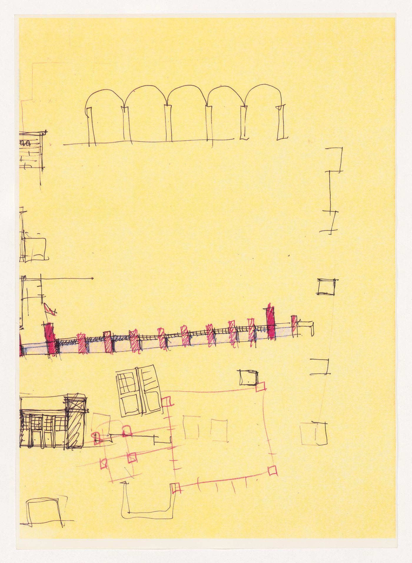 Sketches for Fabbrica attrezature ospedaliere a Sysran, Soviet Union (now Russia)