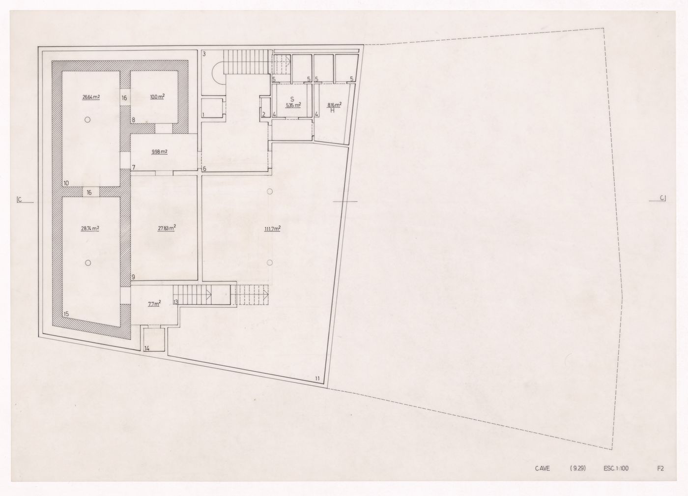 Basement plan for Caixa Geral de Depósitos, Matosinhos, Portugal