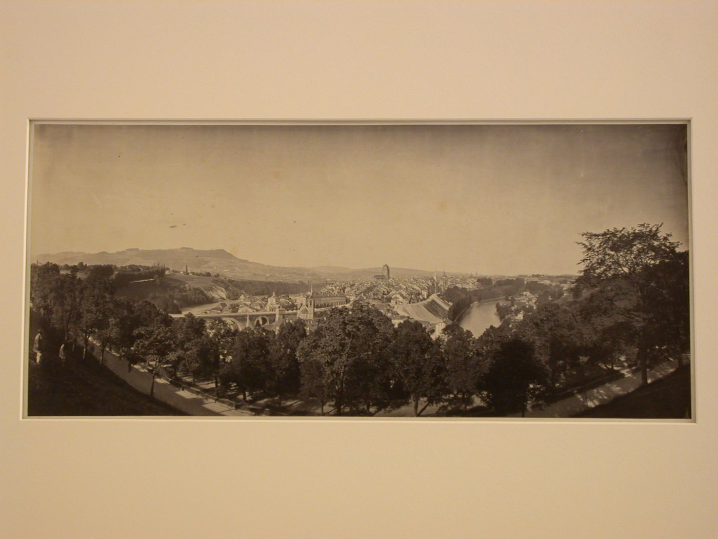 Distant view of Bern from distant view point, high on hillside, Bern, Switzerland