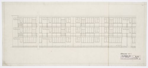 South elevation for a type F housing unit, Hellerhof Housing Estate, Frankfurt am Main, Germany