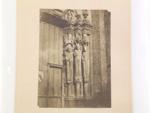 Detail of sculptural figures on façade, Chartres Cathedral, Chartres, France