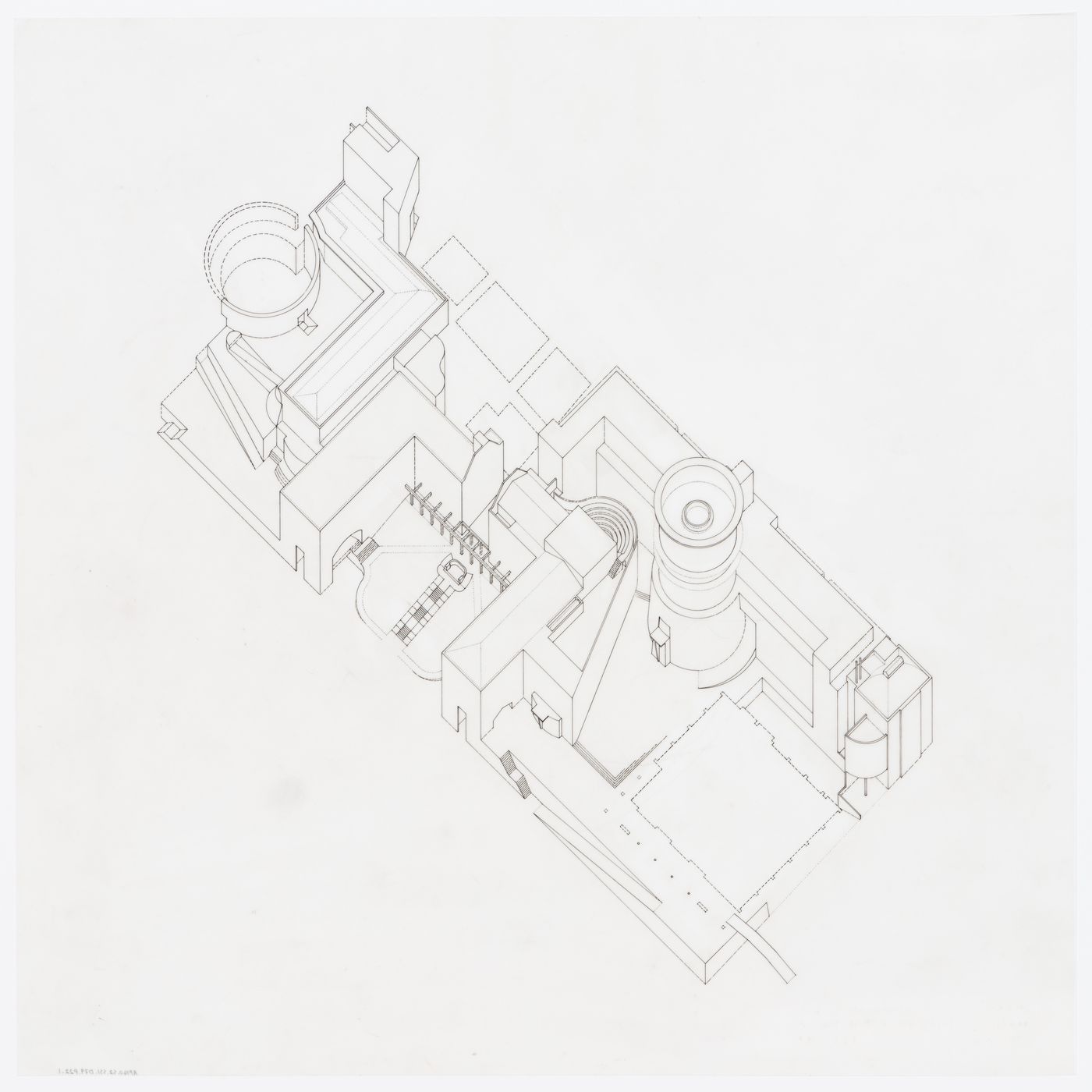 Staatliche Hochschule für Musik und Haus der Geschichte, Stuttgart, Germany: axonometric