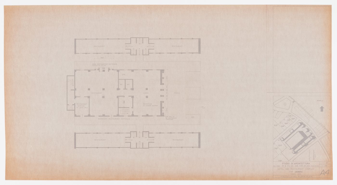 "Il Palazzo" hotel and restaurant complex, Fukuoka, Japan: piazza level floor plan