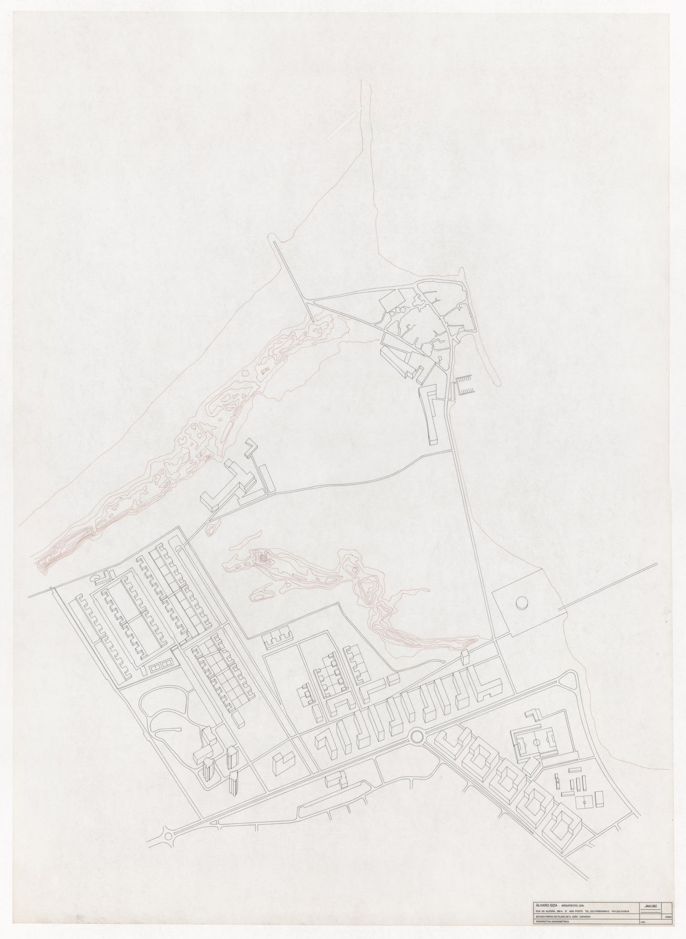 Axonometric view for Estudo Urbanístico para São João, Costa da Caparica, Portugal