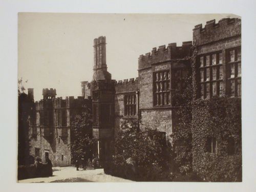 Partial view of the south façade of Haddon Hall, Derbyshire, England
