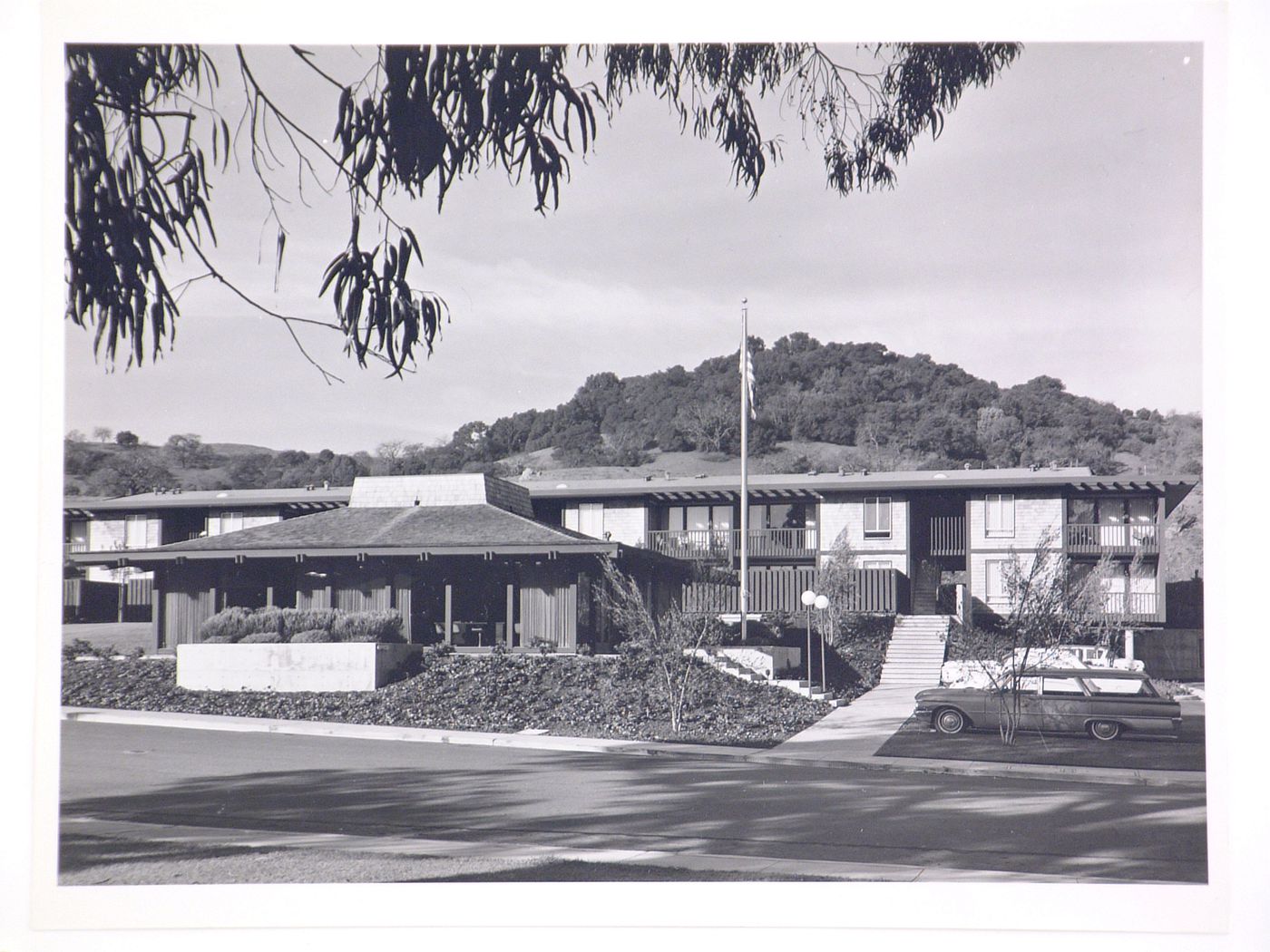 General view of the the Meadows townhouses and rental office, San Rafael, California, United States