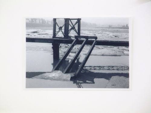 View of steel beams in water