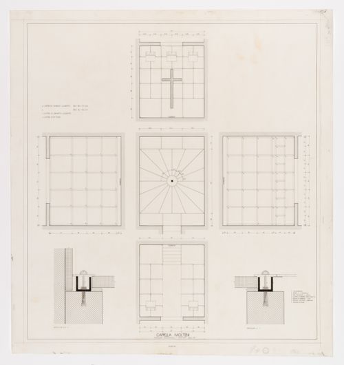Detail of flooring and coatings, (Particolare pavimentazione e rivestimenti), Cappella funeraria Molteni, Giussano, Italy