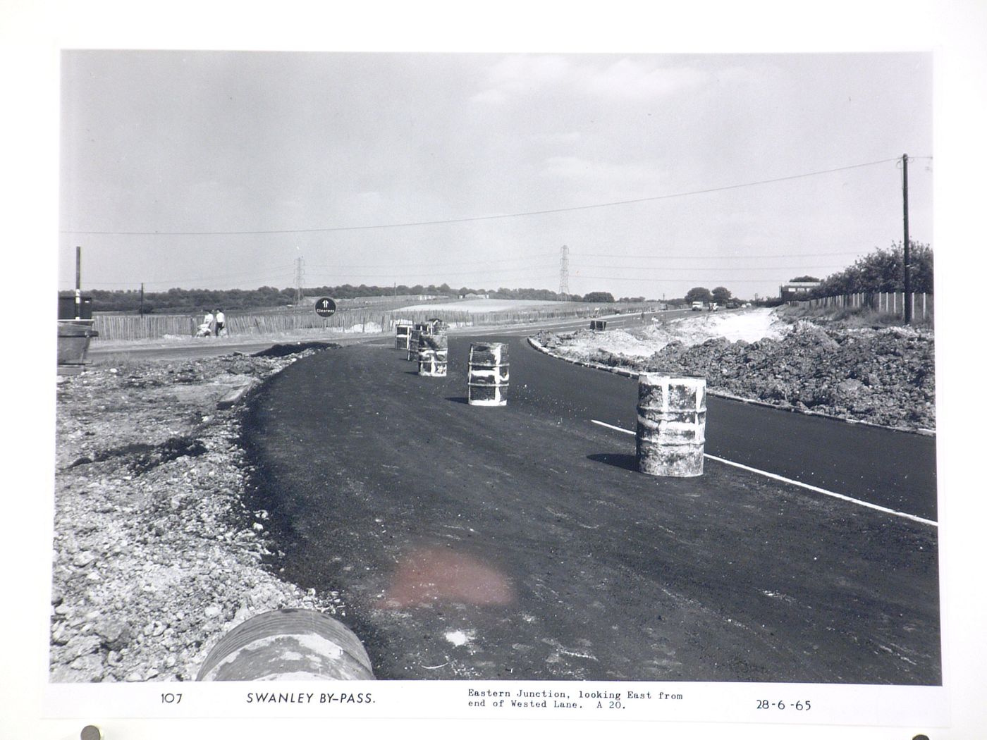 View of eastern junction, looking east from end of Wested Lane, during construction of the Swanley Bypass, England