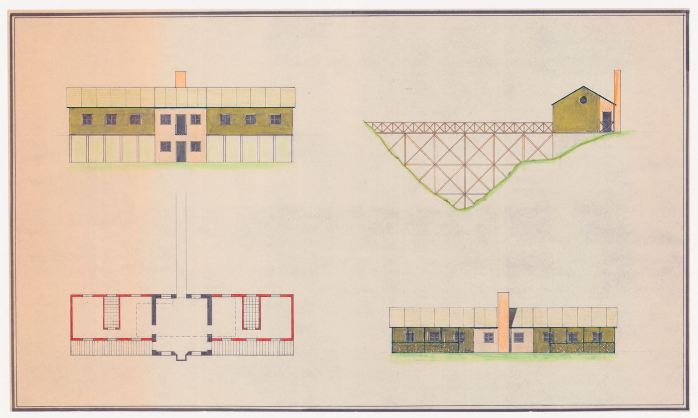 Elevations and plan for Padiglione nel parco, Bracchio, Italy