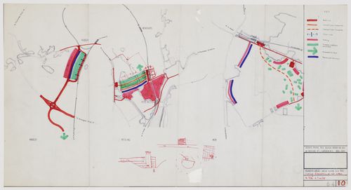 Potteries Thinkbelt: outline disposition of use areas, drawn over an aerial survey of transfer areas dated July 1963