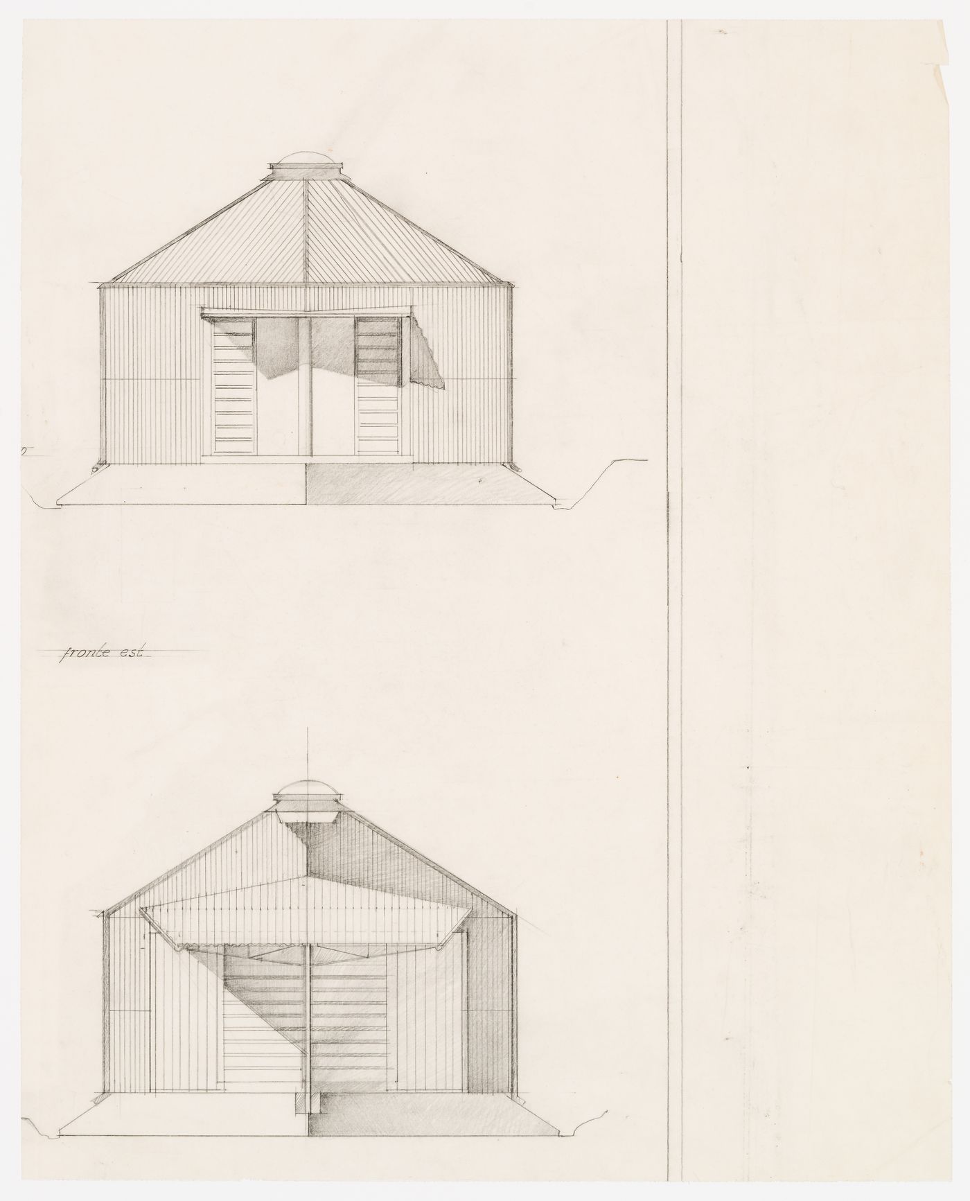 Elevation of east façade for Casa Ferrario, Osmate, Italy