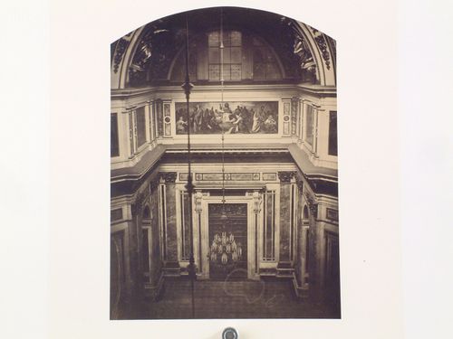 Interior view of Saint Isaac's Cathedral showing a wall painting and bronze [?] door, Saint Petersburg, Russia
