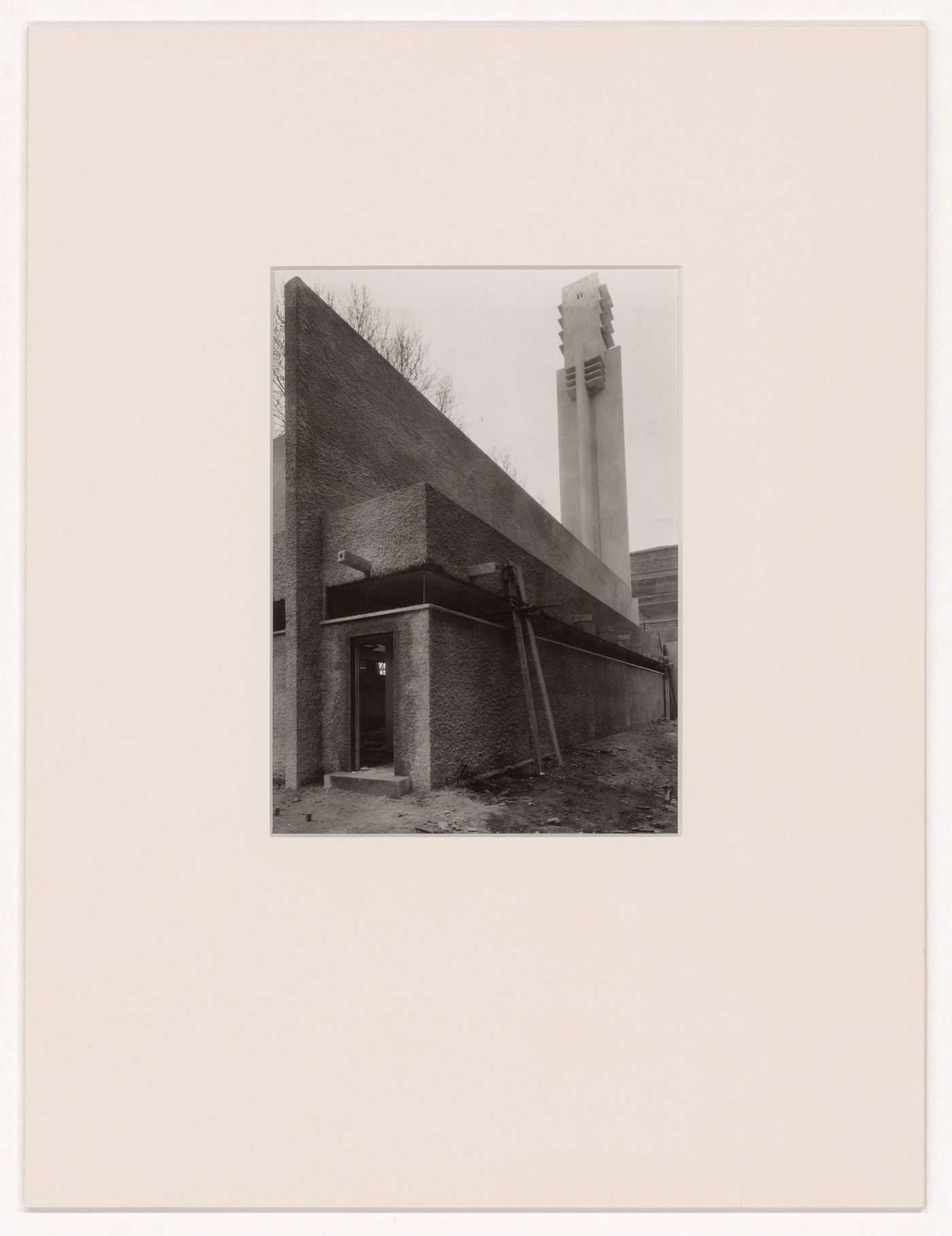 Exterior view of tourism pavillion under construction, Exposition internationale des arts décoratifs et industriels modernes, Paris, France