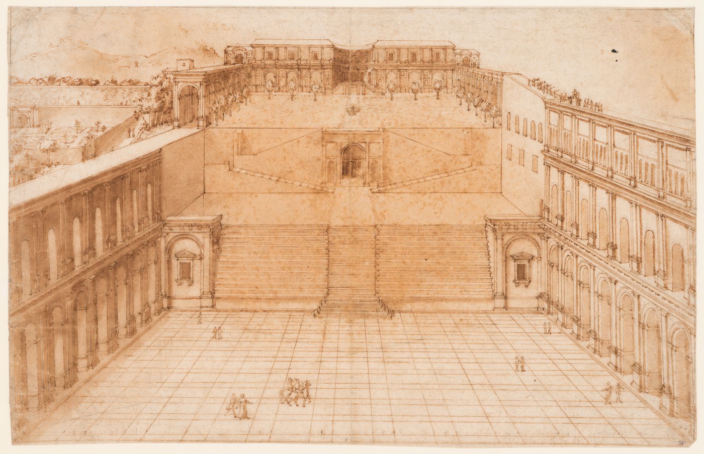 A view of the Court of the Belvedere, Vatican Palace, Rome