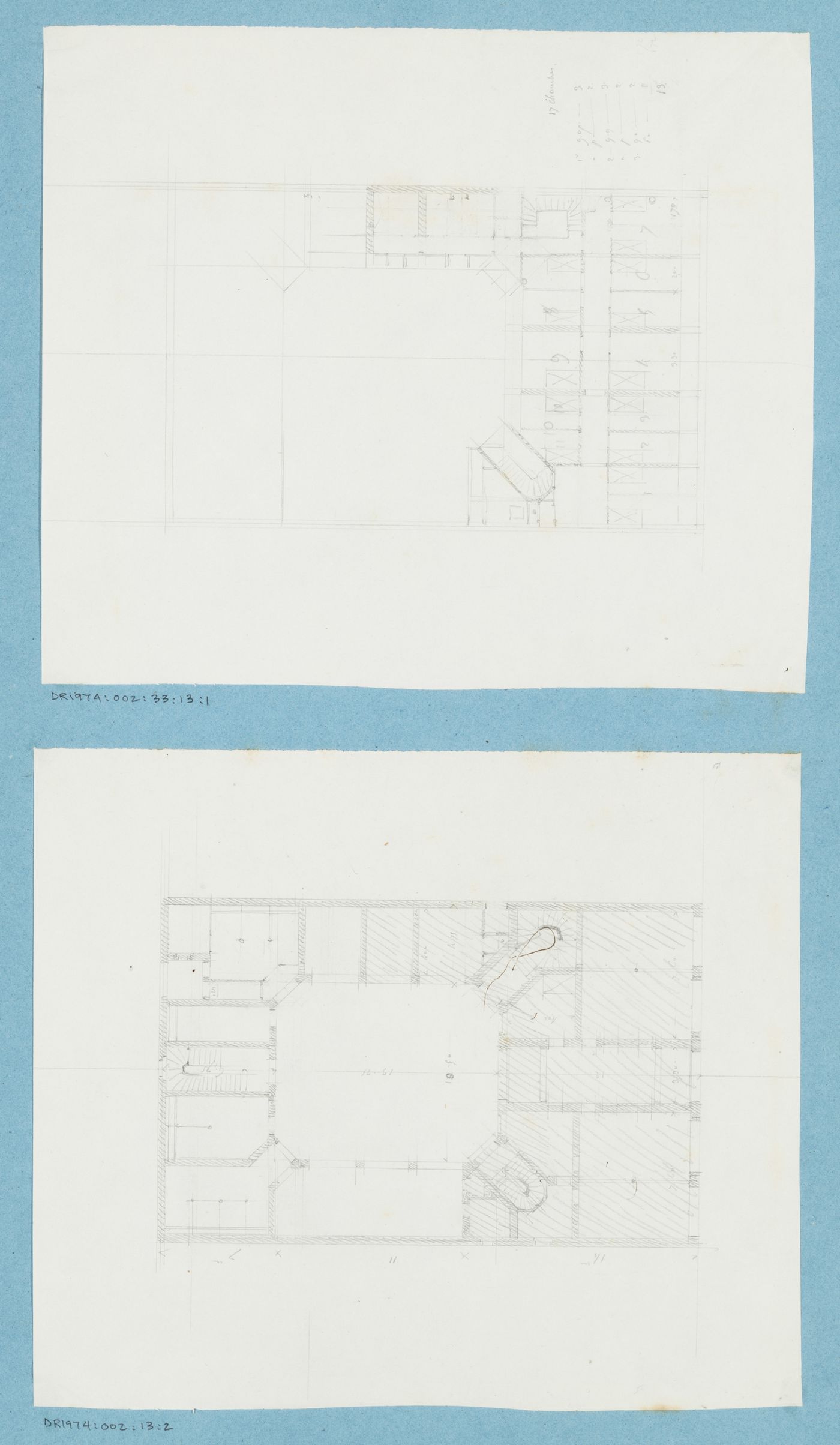 Project for a hôtel for M. Busche: Plans for a four-storey hôtel with a central courtyard