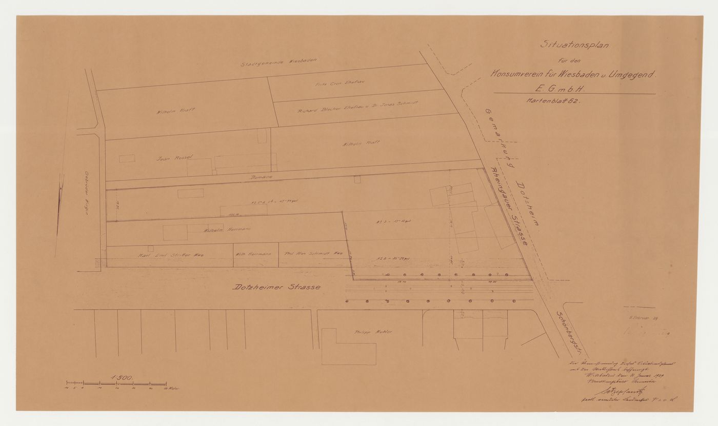 Site plan of existing conditions for a housing estate, Wiesbaden, Germany