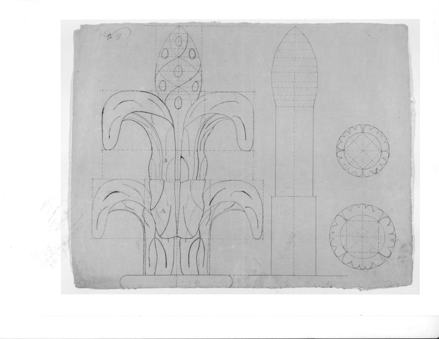 Plans and elevations for a decorative detail for the high altar for Notre-Dame de Montréal