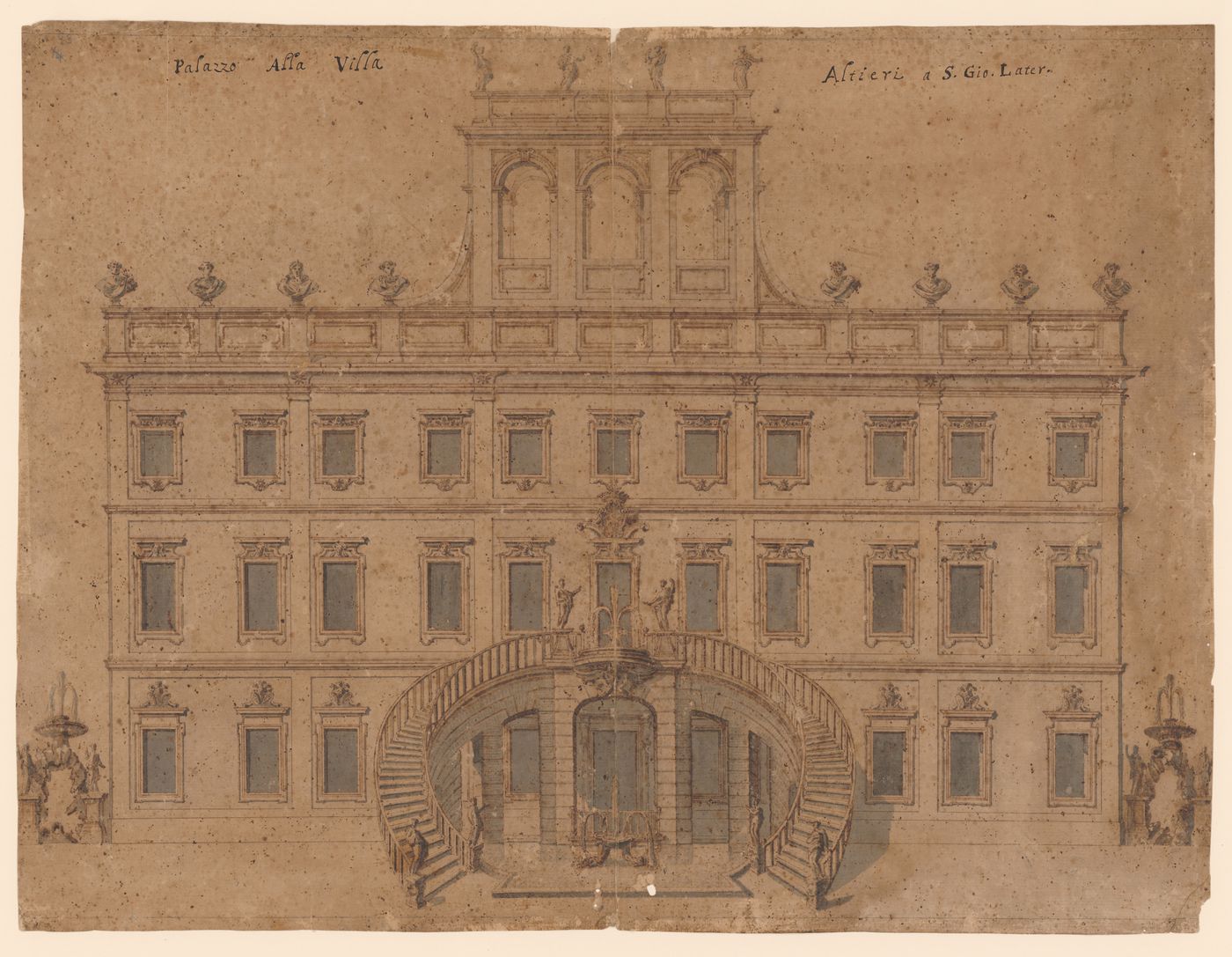 Elevation of the front façade of the Villa Altieri, Rome