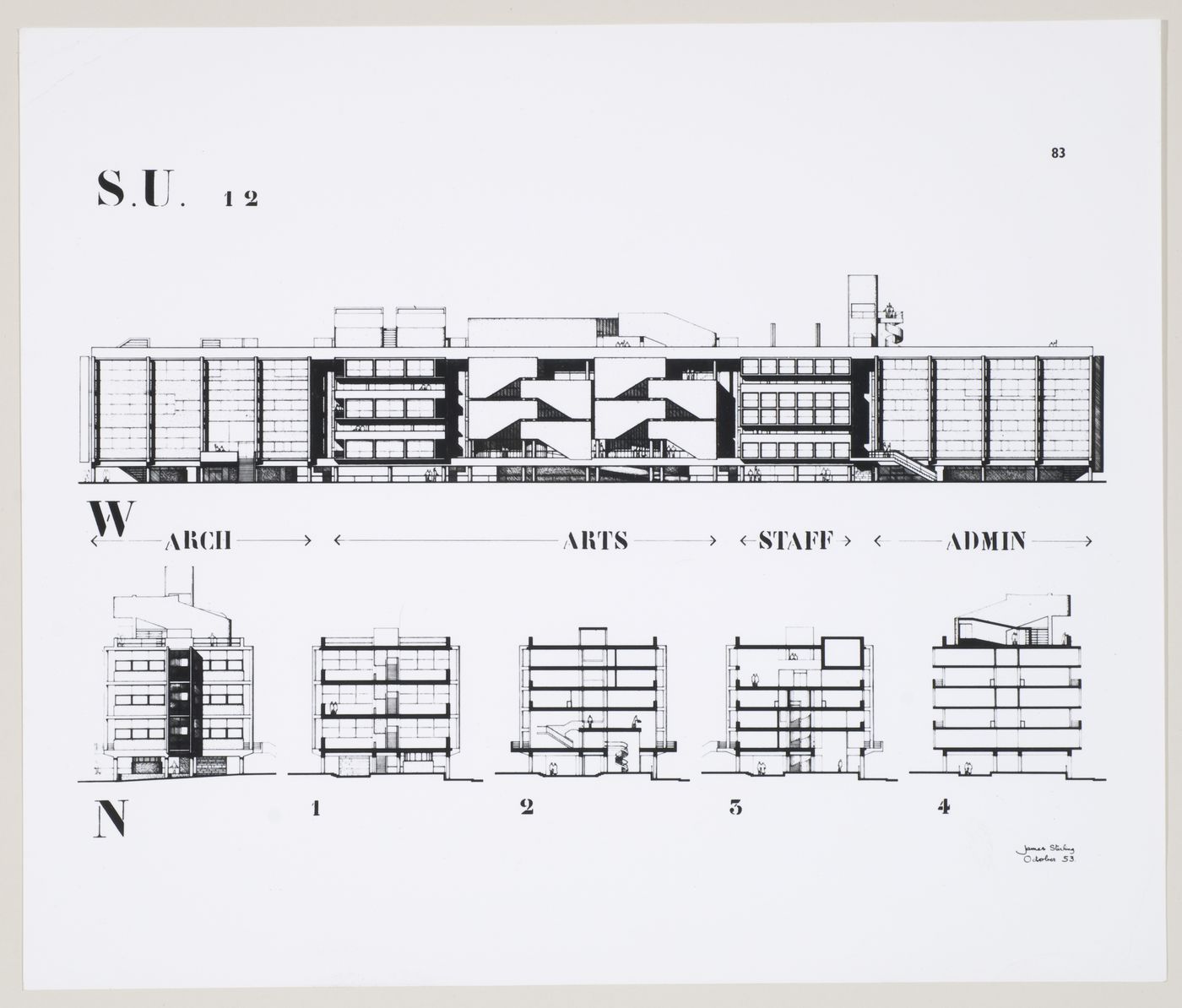 University of Sheffield, Sheffield, England: photograph of elevations and sections