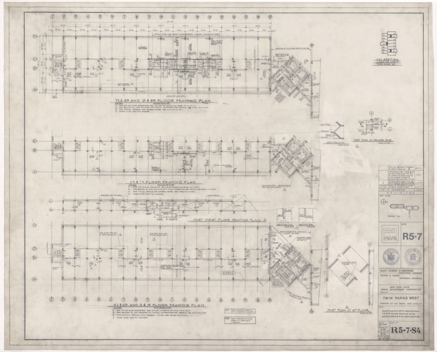 Framing plans for Twin Parks West, Site R5-7, Bronx, New York