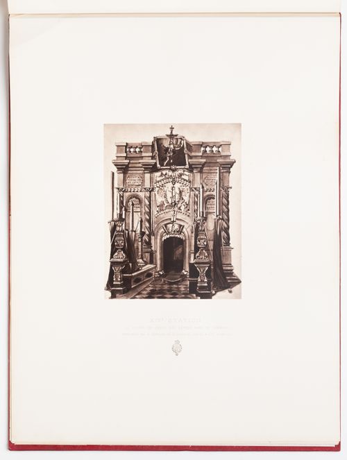 Photograph of a rendering of the Fourteenth Station of the Cross showing the the monument of the Holy Sepulchre which represents the burial of Jesus' body, Jerusalem, Ottoman Empire (now in Israel)