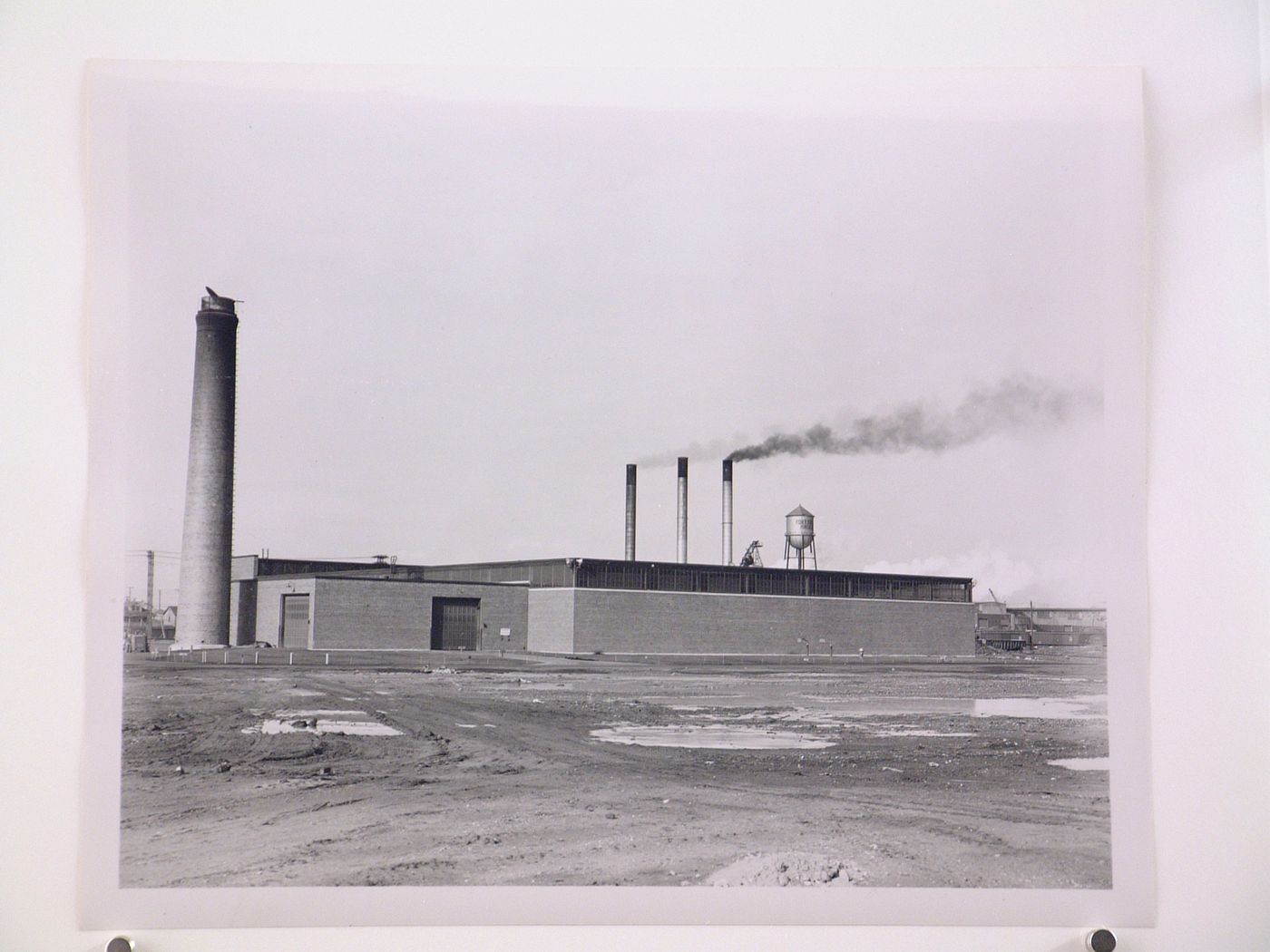 View of the principal and lateral façades of the Salvage and Incinerator Building, General Motors Corporation Pontiac Motor division Assembly Plant, Pontiac, Michigan