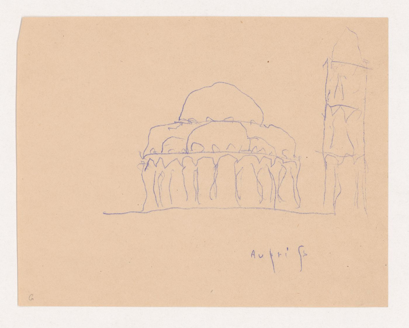 Elevation of a project for a central-plan church with a tower
