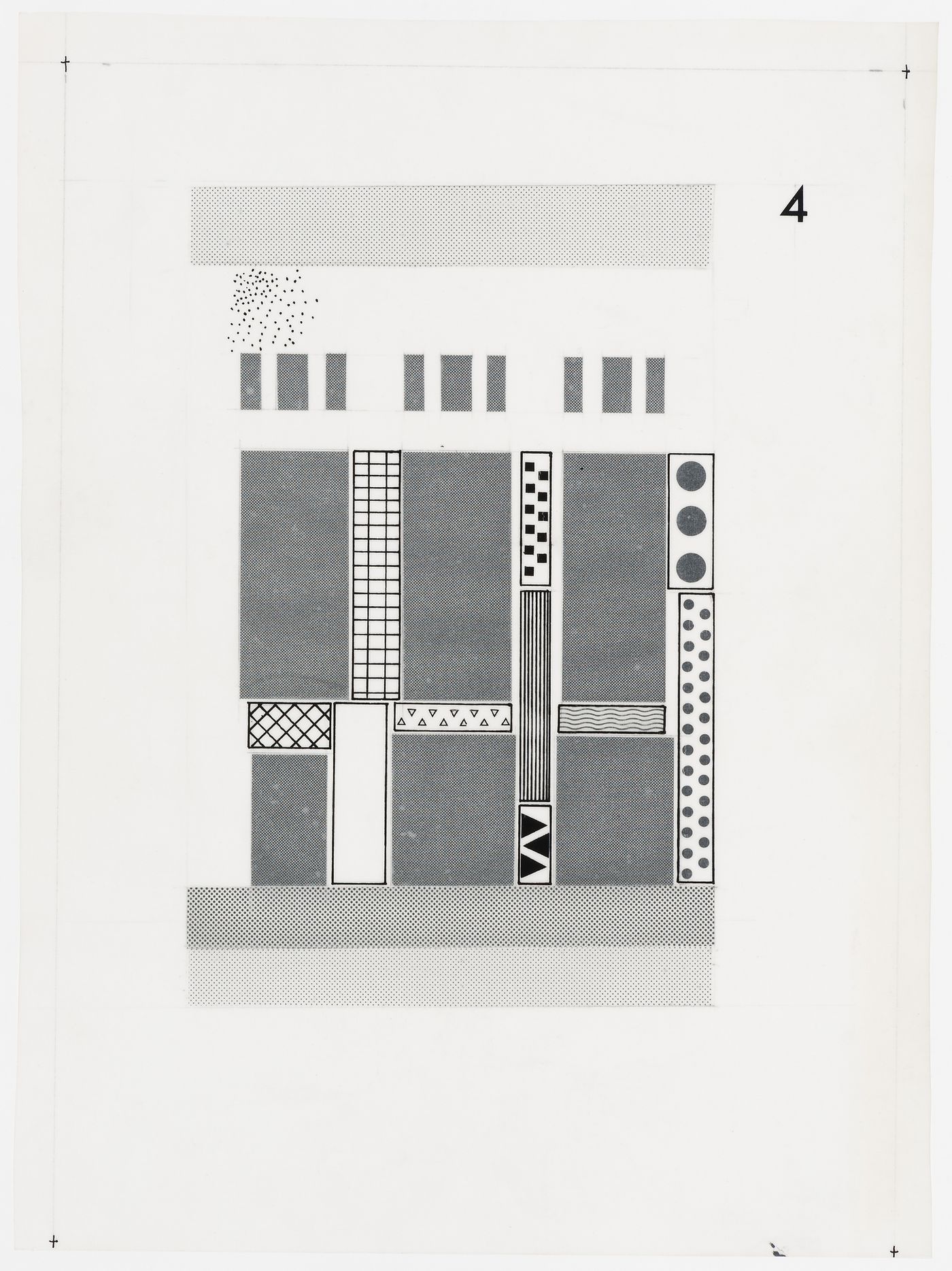 Facelift (ideas competition for the Building Centre, London, England): entry by Cedric Price: Store Street façade with opaque surface finishes