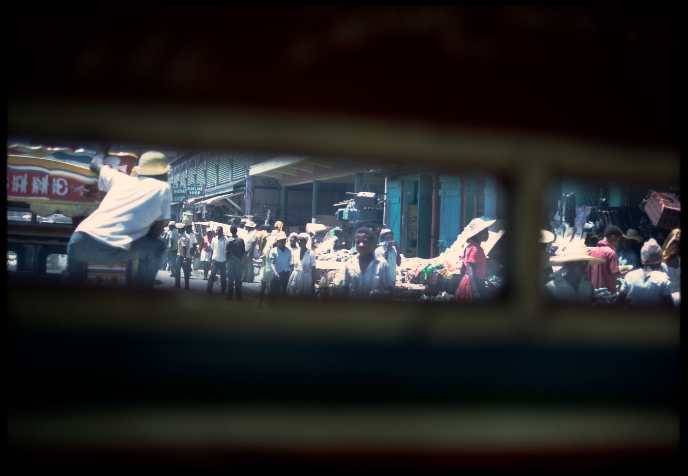 Street scene from a tap-tap truck, Haiti