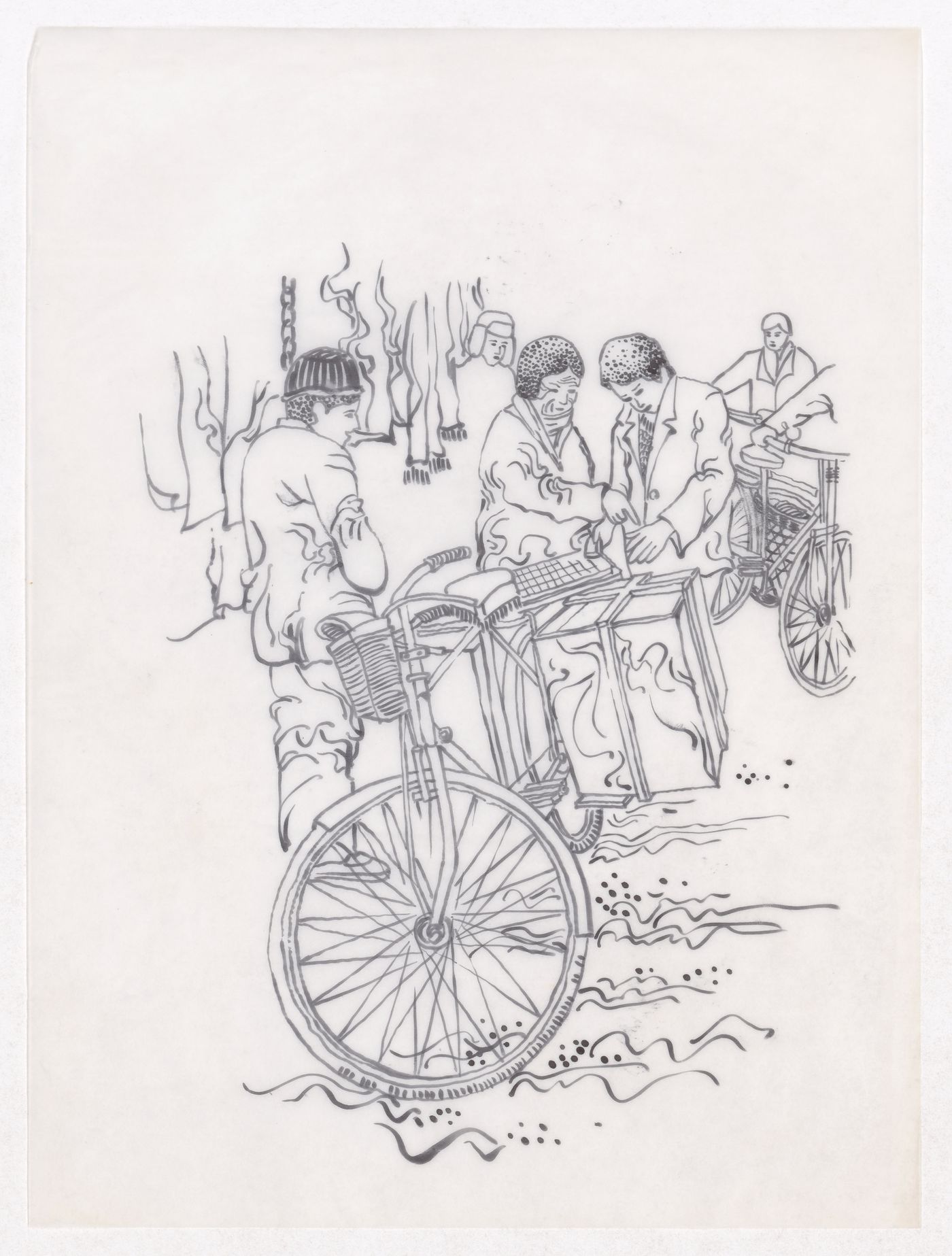 Illustration showing the traditional living patterns for the Sichuan housing project for "Housing a Billion: Urban Upgrading: Design Ideals for Rural China" publication