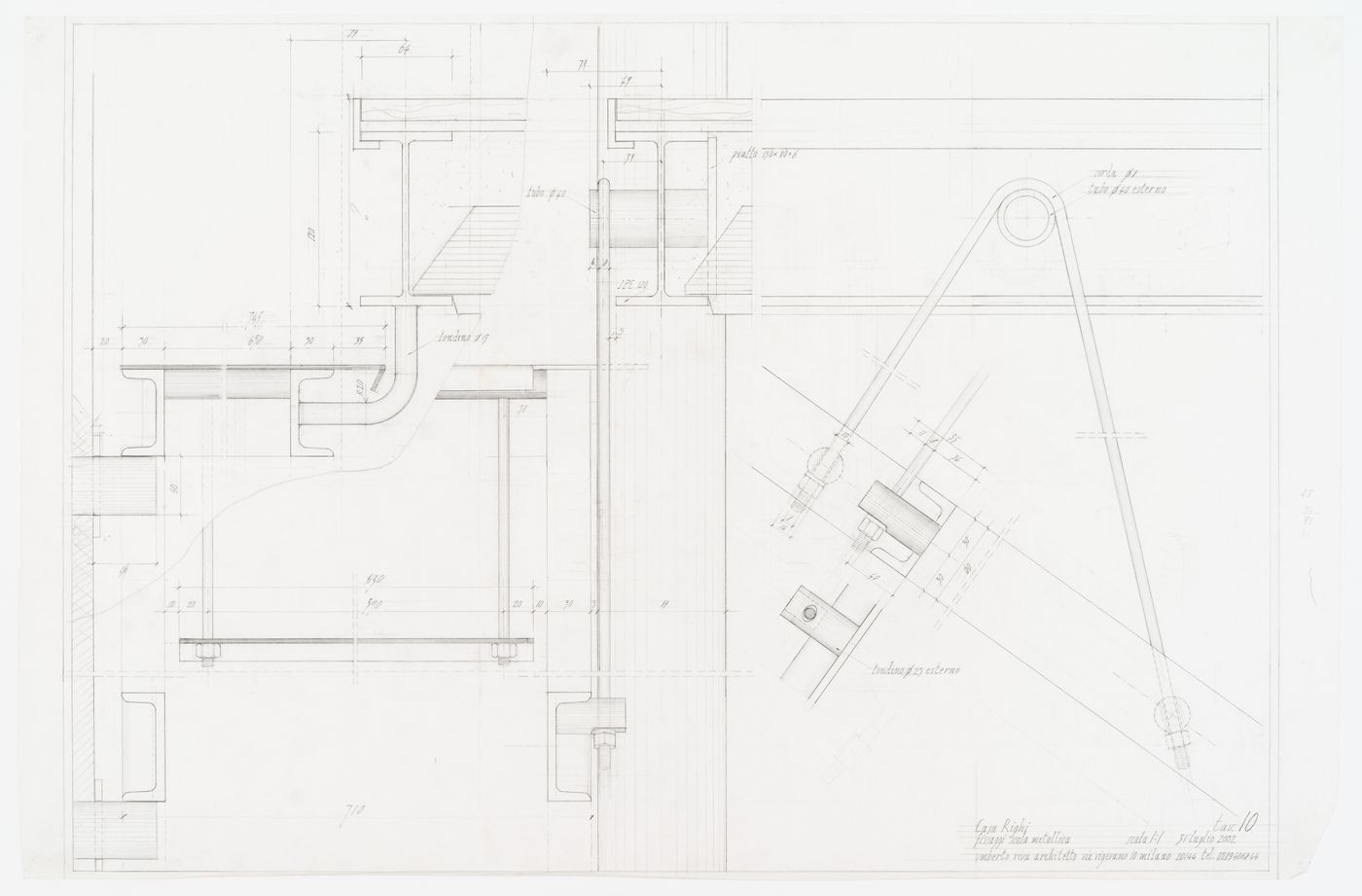 Detail of stairs for Casa Righi, Milan, Italy