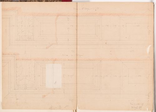 Reflected ceiling plan with profiles for the first floor and second floor balconies, Hôtel Soltykoff