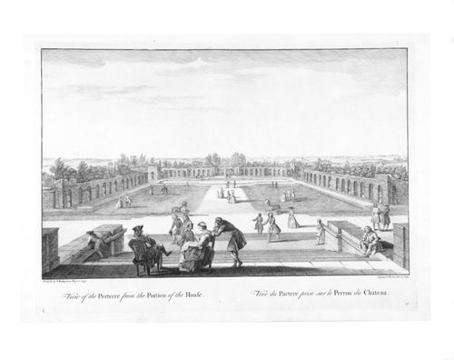 View of the Parterre from the Portico of the House; from a portfolio of engravings of the gardens at Stowe at Buckingham, Buckinghamshire, England