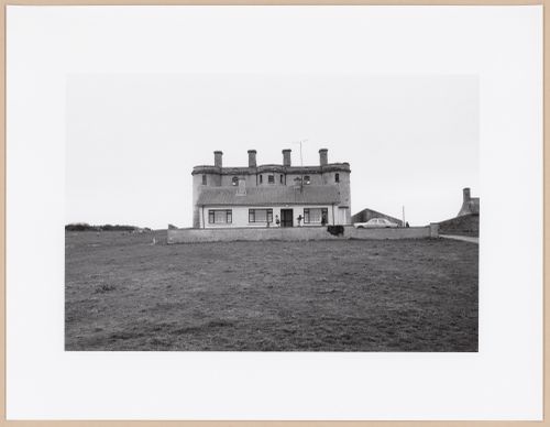 Modern house in front of castle [?], Ballyshannon, County Donegal, Ireland