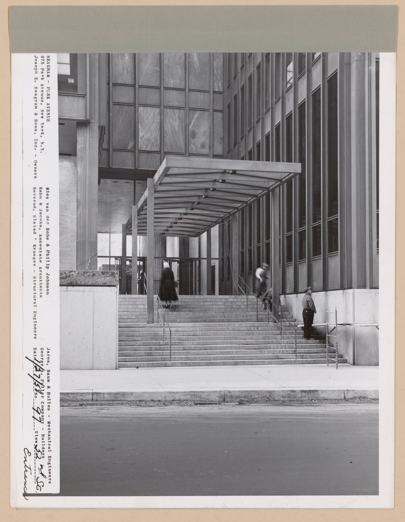 Seagram building under construction, 375 Park avenue, New York, N.Y., 52nd street entrance