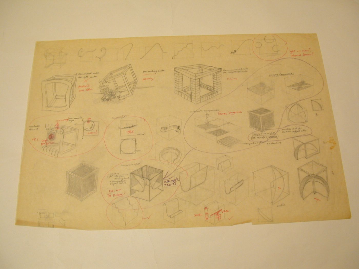 Sketched designs for cubes and components for Generator