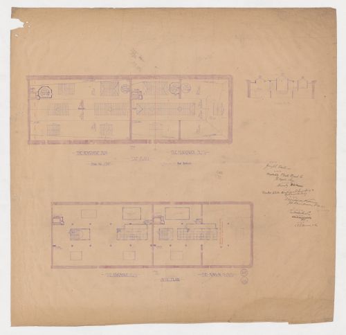Monadnock and Kearsarge Buildings, Chicago: Attic and roof plans with section through skylights