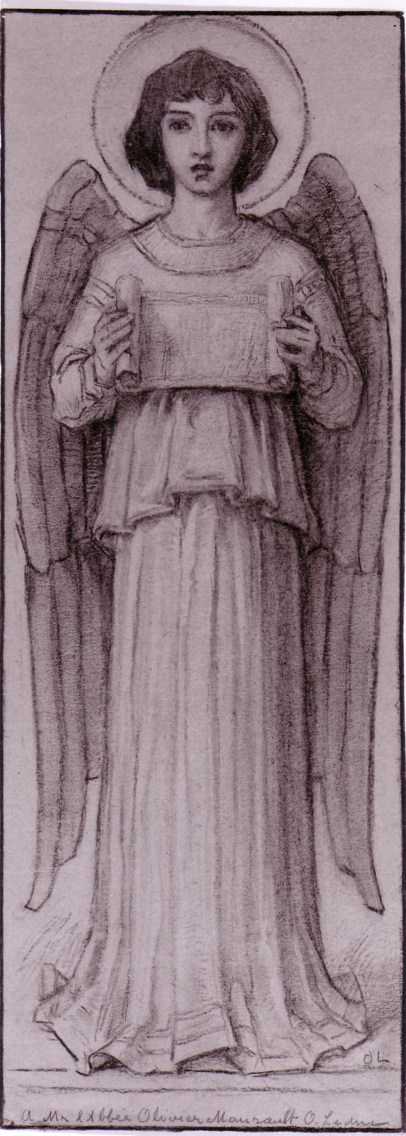 Drawing for an angel for the baptistery for Notre-Dame de Montréal
