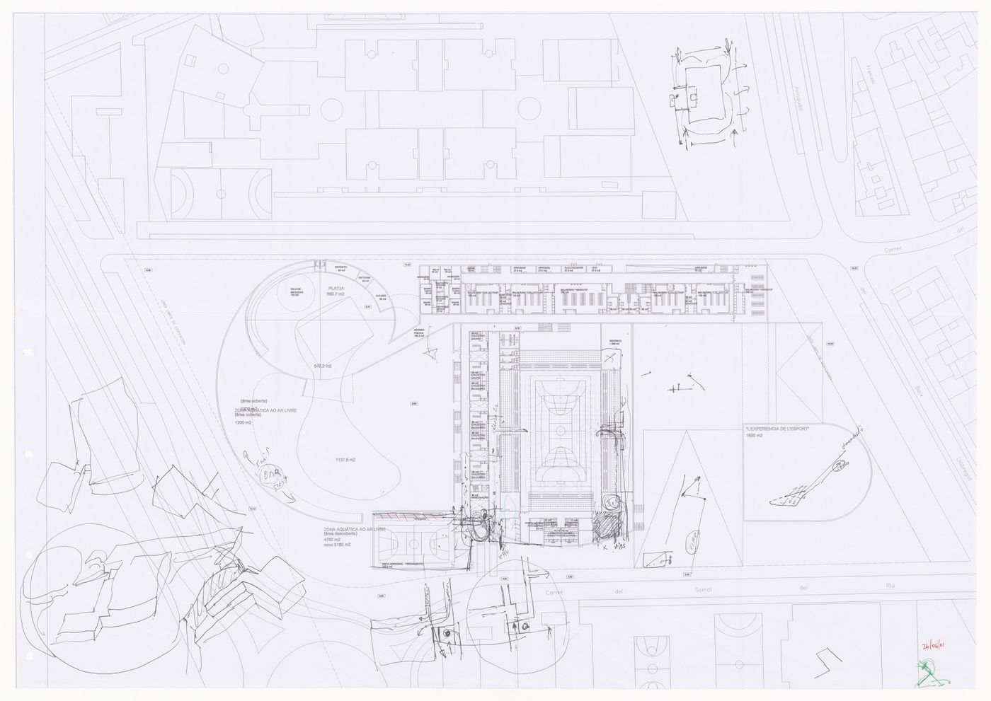 Annotated plan for Complexo Desportivo Ribera-Serrallo, Barcelona, Spain